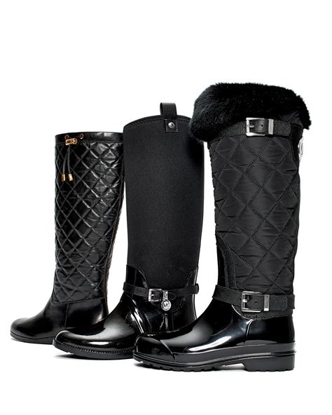 michael kors black quilted boots|Michael Kors black flat boots.